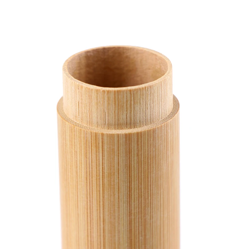 2pcs 21*2.7cm Eco Friendly Round Travel Adult Natural Bamboo Toothbrush Tooth Brush Tube Holder Box Case