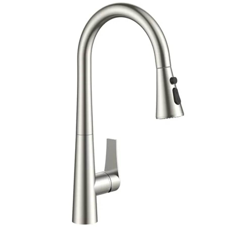 

Высокий кухонный смеситель с выдвижным изливом, матовый никель, высокий излив из нержавеющей стали для кухонной мойки, однорычажный, 3 режима