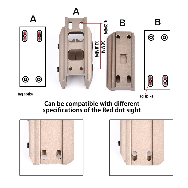 Metalowy mikro-mocowanie DD do kolimatora typu Red Dot, pasujące do T1T2 H1 H2 M5 z szyną Picatinny 20mm, akcesoria do pistoletów Airsoft M4 AR15.