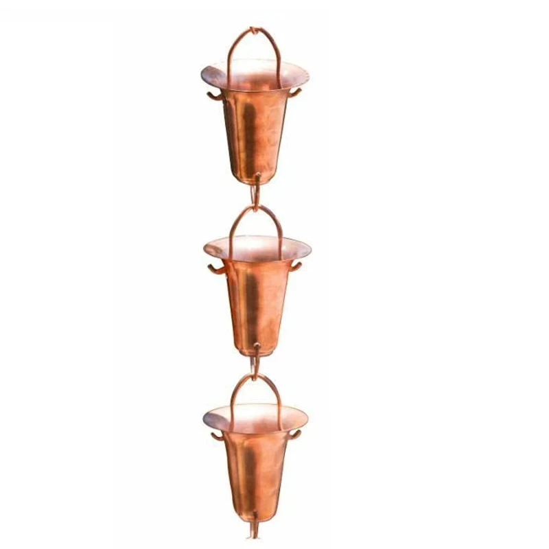 Red copper Morning Glory Falling Water Rain Chain Building Water Diversion Backflow Copper Chain