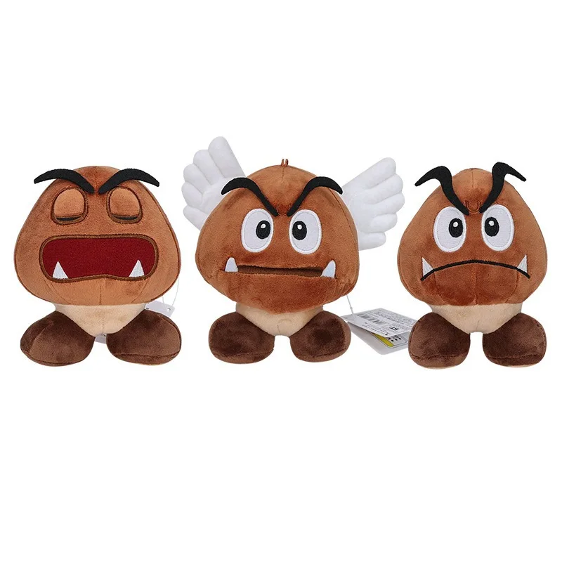 Super Mario Plush Toy Set - 5.5in Closed Mouth Poison Mushroom Angel Wing Open Mushroom & Sleepy Goomba Stuffed Dolls