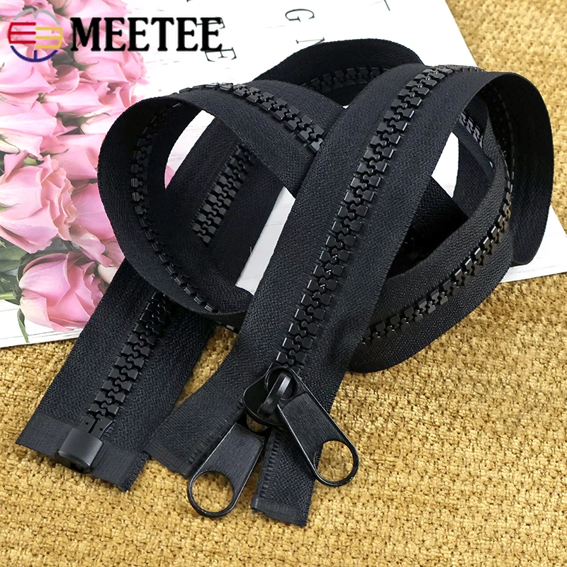 

1/2/3P Meetee 10# 100-500cm Long Resin Zippers Sewing Clothes Open-End Double Slider Zips Tent Zipper Repair Kit DIY Accessories