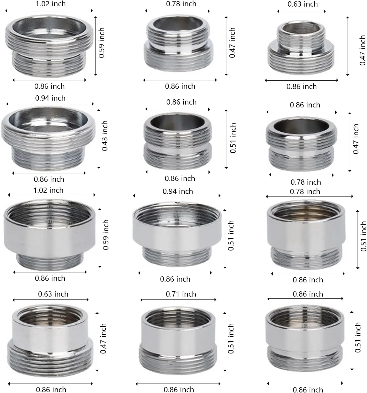 12 قطعة مجموعات محول الصنبور ، محول مهوية المطبخ ذكر إلى أنثى خرطوم المياه ، محول صنبور الحوض لفلتر المياه ، Hos القياسية