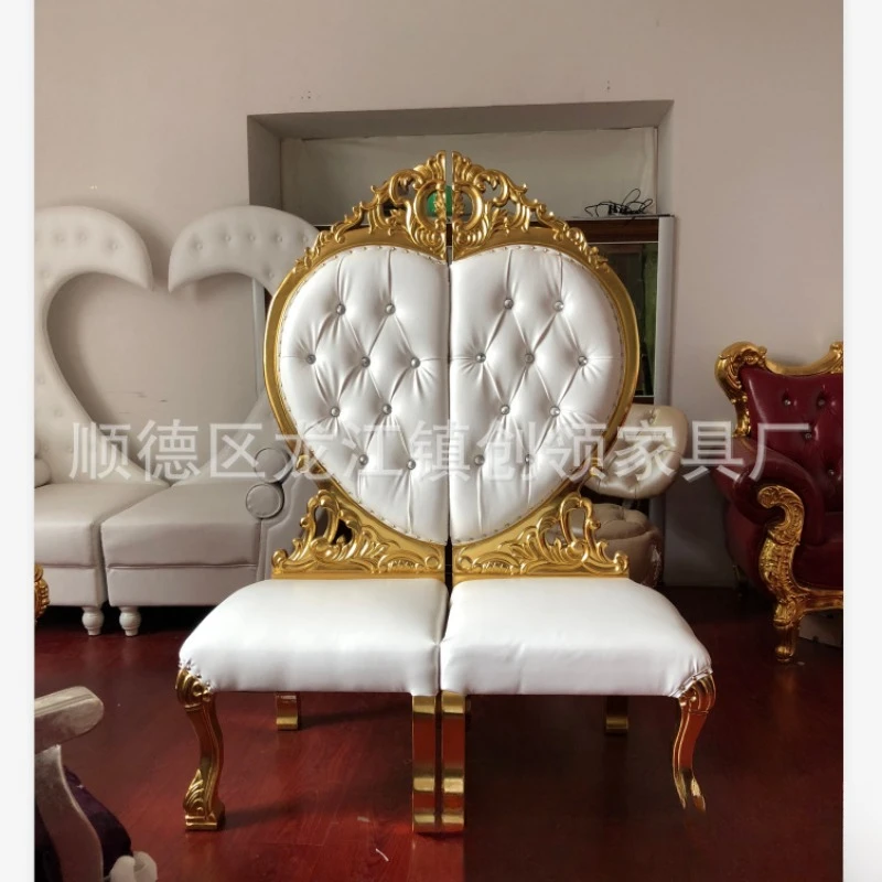 Factory direct sales wedding love chair hotel lobby decorative chair bride and groom  solid wood king image