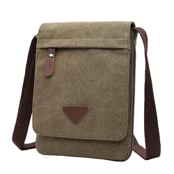 Mini Canvas Schoudertassen Voor Mannen Effen Kleuren Messenger Sterke Vintage Stijl Crossbody Tassen 2021 Nieuw Design