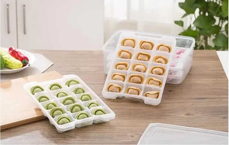 1PC Square Convenient Handle Refrigerator Pp Storage Box Frozen Dumplings Non-stick Food Convenient Crisper OK 0824