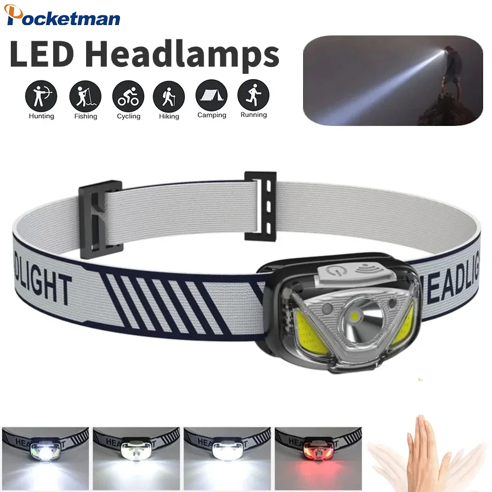 

Mini LED Sensor Headlamp USB Rechargeable Waterproof Headlight Portable COB Head Flashlight Torch Camping Night Fishing Lantern