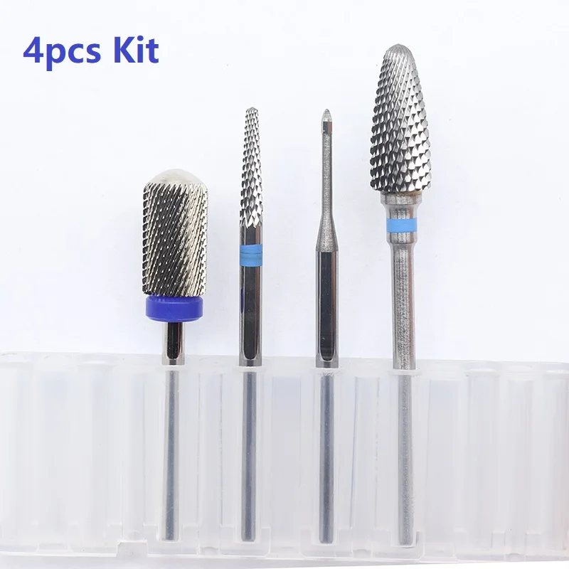 

4pcs Kit Hot! Silver Pro Whole Carbide Nail Drill Bits Nail Art Electric Drill Machine Files Nail Art Tools cut and polish