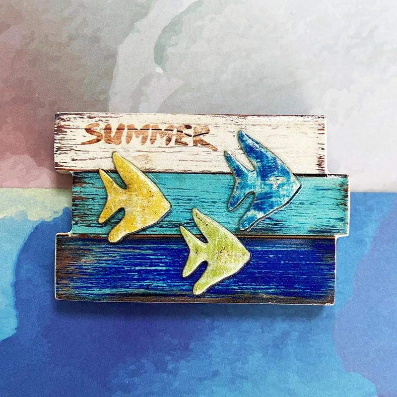 Recuerdos turísticos de Maldivas, pegatinas 3D de peces tropicales antiguos para refrigerador, suministros de decoración del hogar, colección de artes y artesanía