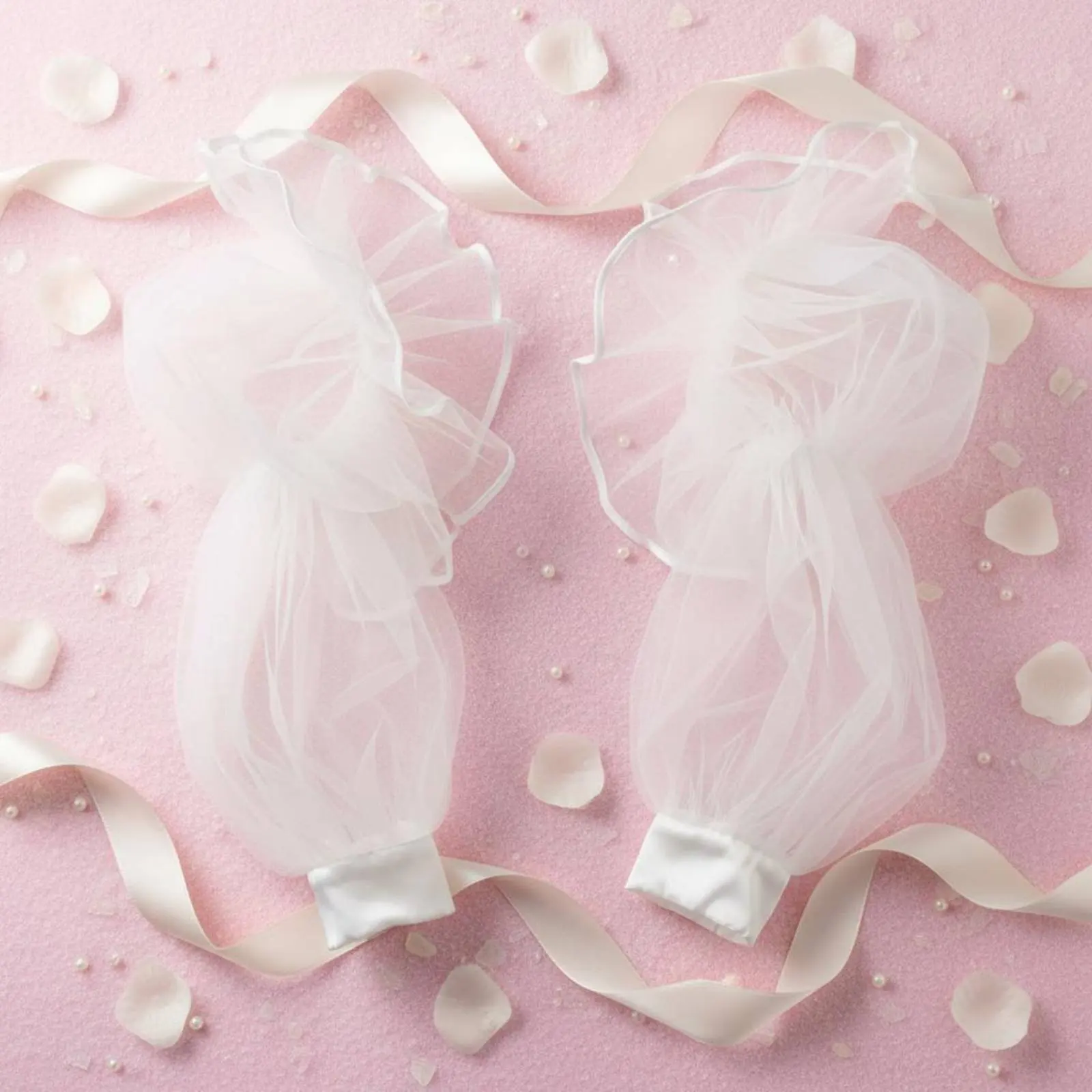 Translucent Tulle Sleeve Sun Protection Bridal Ruffle Sleeve Tulle Gloves Ruffled Fingerless Translucent Gloves Stretchy