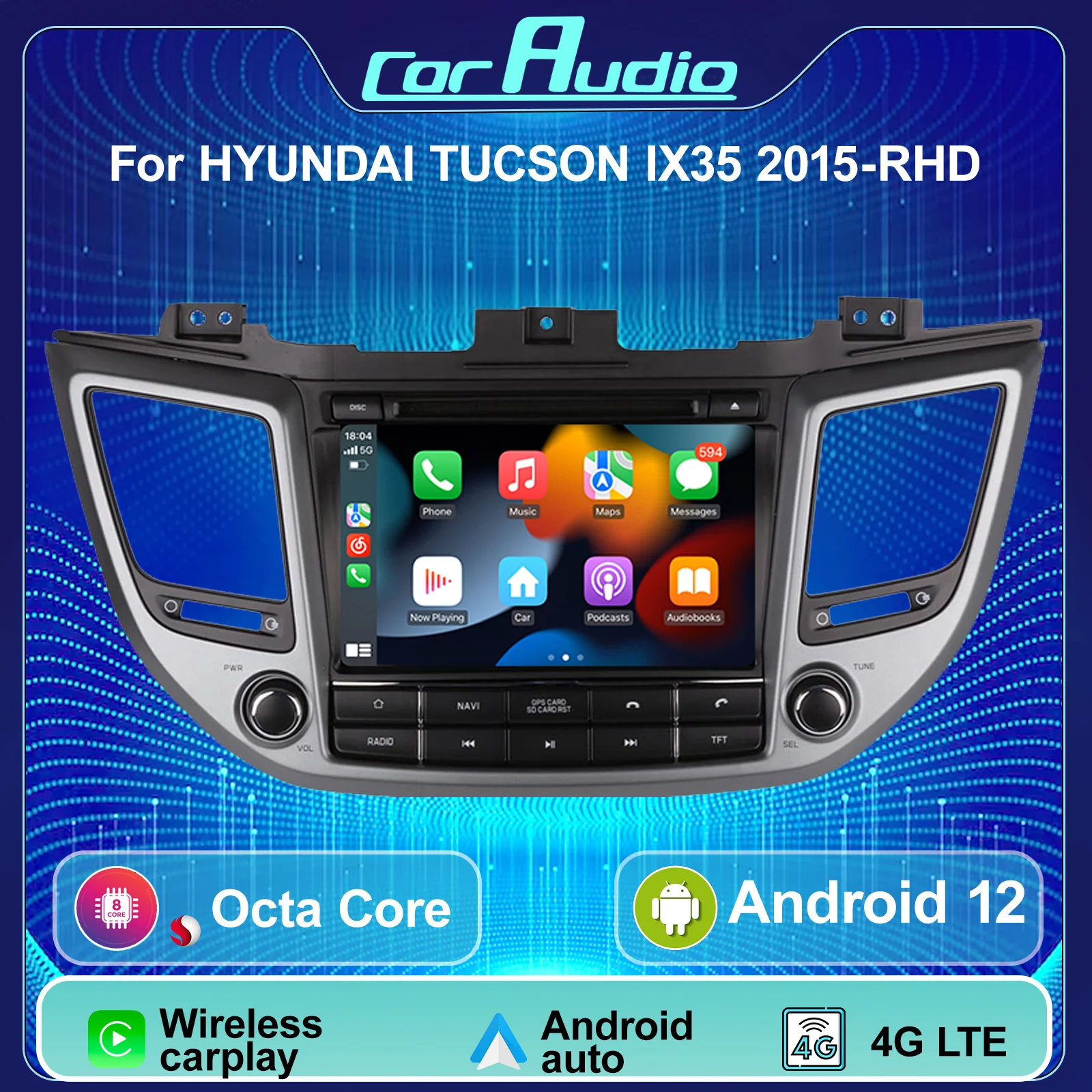 

8 Inch Android 12 Car Radio For Hyundai Tucson IX35 2015- RHD Auto stereo Wireless CarPlay WIFI GPS Navigation DVD Head Unit