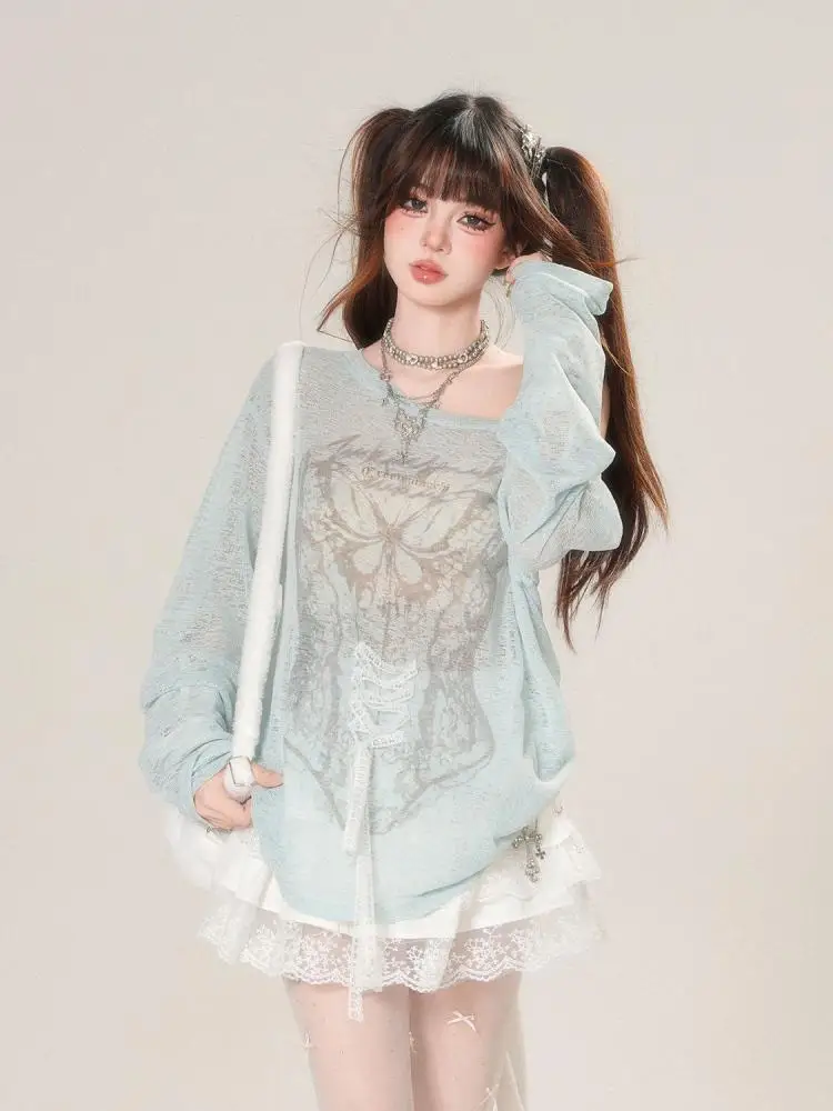 Erwofeina Hotsweet تانك القمم الجرافيك تي شيرت 2000s الملابس Y2k كم طويل تيز الكورية موضة ملابس امرأة الصيف رداء علوي غير رسمي