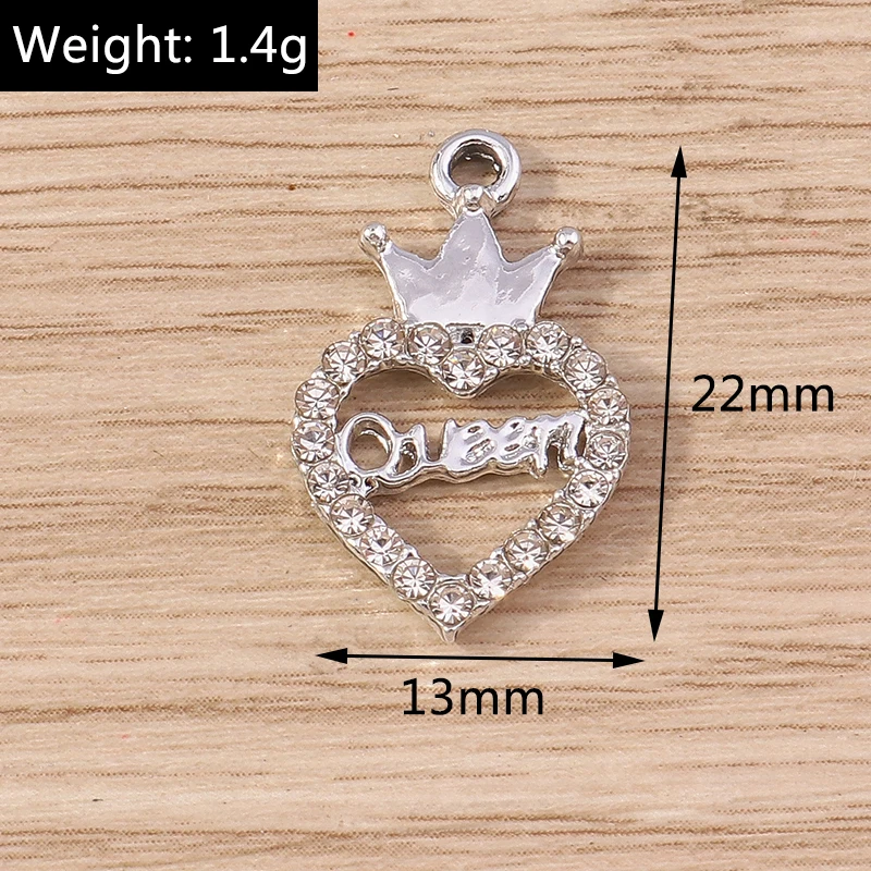 Tusember 10 Stück exquisite silberfarbene Kristall-Liebesherz-Charms für die Schmuckherstellung, modische Ohrringe, Halsketten, DIY-Anhänger – Detail 29
