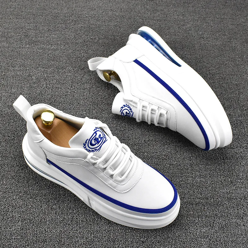 italian brand designer white shoes for men fashion natural leather oxfords shoe air cushion sneakers flat platform footwear male