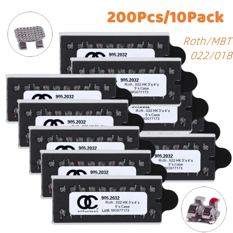 200 Uds = 10 cajas OC aparatos de ortodoncia Dental Mini Roth/MBT 022 345 ganchos MIM soporte de Metal dientes materiales de dentista de alta calidad