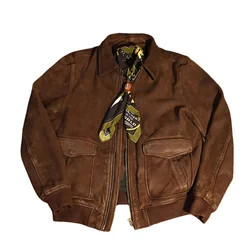 Dark Brown Autumn Pilot A2 Leather Jacket Men Military Style Plus Size 5XL Genuine Natural Cowhide Flight Leaher Coat