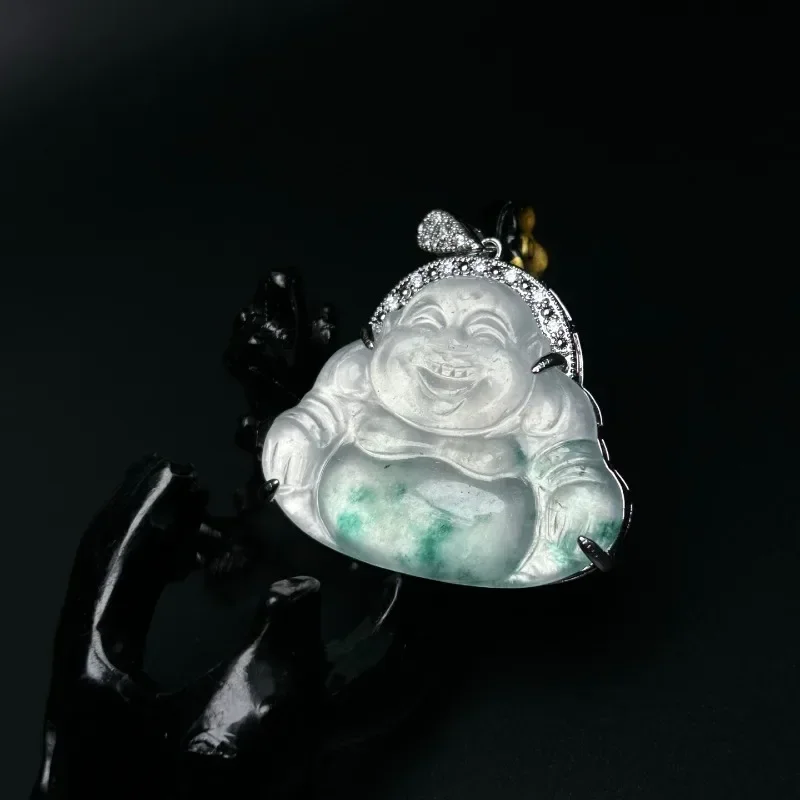 

Natural High-ice Quartzite Jade Buddha Gong Pendant, Exquisite and Versatile Fashion Necklace Pendant Jewelry