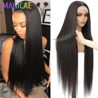 Pelucas delanteras de encaje recto de 36 pulgadas, 330 gramos, Rubio P27/613, marrón castaño, pelucas de encaje 4X4 transparentes sintéticas resistentes al calor