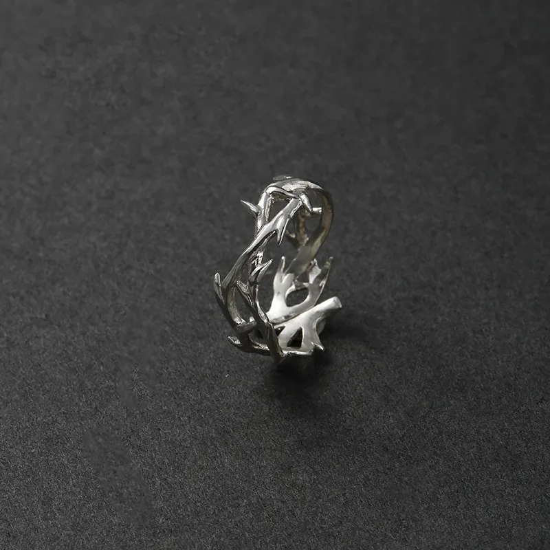 Retro obsession ring for men, trendy personality, open mouth ring, fashionable hip-hop style, single men, thorny ring