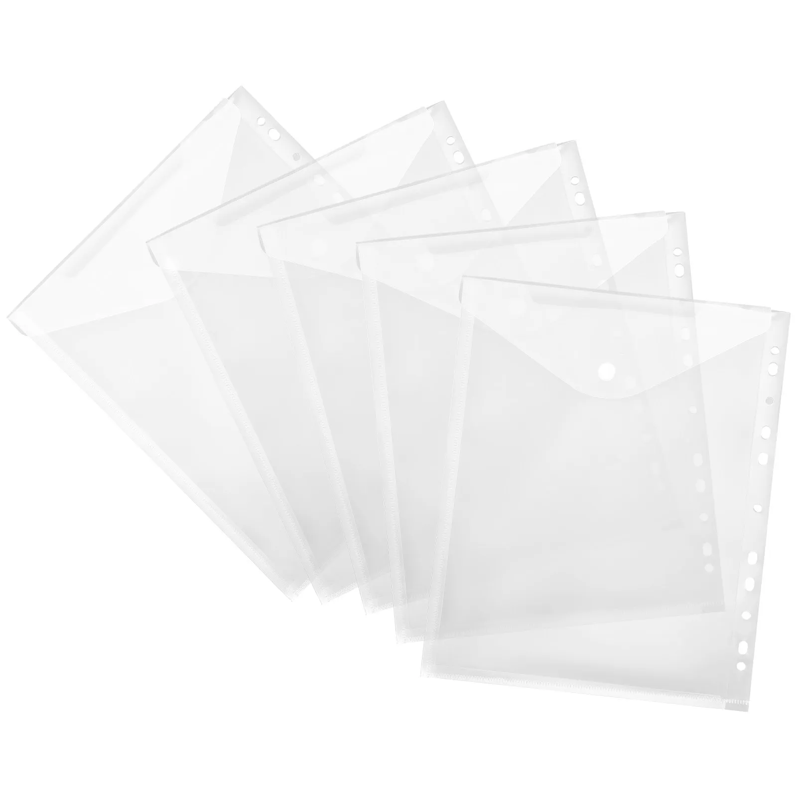 

5Pcs A4 Size Transparent Plastic File Storage Bags with 11-Hole Punch for Binder Loose-Leaf Paper Photo Document Protectors Page