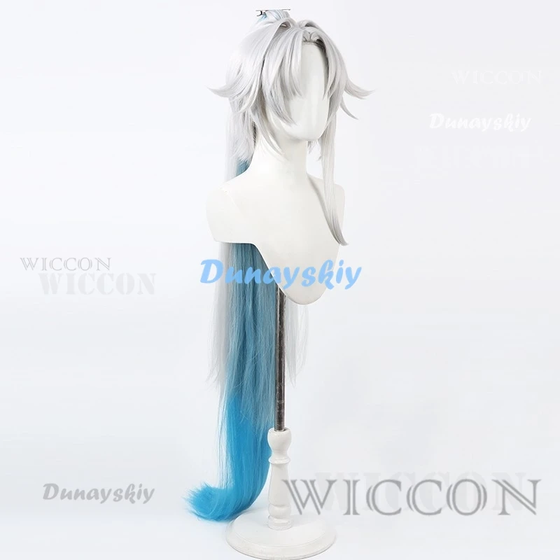 Honkai Star Rail Feixiao Cosplay Wig Gray Blue Long Hair The Xianzhou Yaoqing The Great General Halloween Party for Women Girls