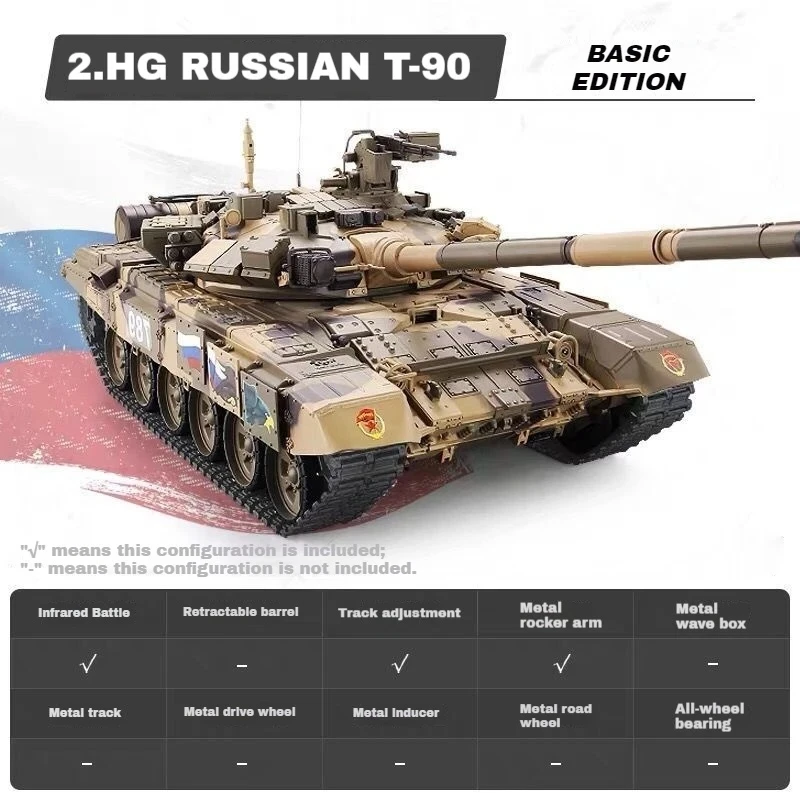 Henglong RC Tank 3938 Russische T90 Hoofdstation Tank 1:16 Metalen Gevolgd Militaire Elektrische Model Bullet Schieten Speelgoed Kinderen Gift