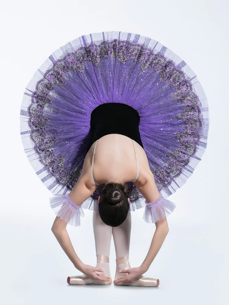 Tutu de Ballet Professionnel Violet Foncé pour Fille et Femme, Robe de Performance, Costumes de brevFzLake, la Belle au Bois Dormant