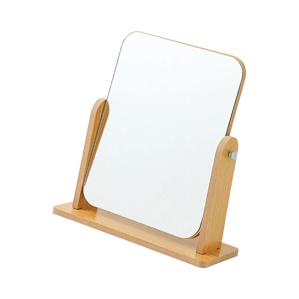 Wooden Fold Vanity Mirror, Maquiagem Tabletop Student para Vestir, Base de suporte portátil