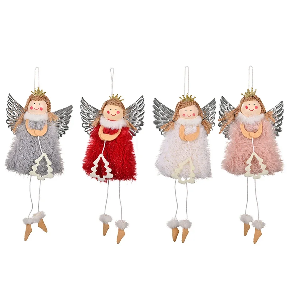 Silver Wing Angel Doll para o Natal, Xmas Tree Decoration, Girl Pendant, Bonito, Ano Novo, Ornamento Pendurado para Casa, Decoração de Festa