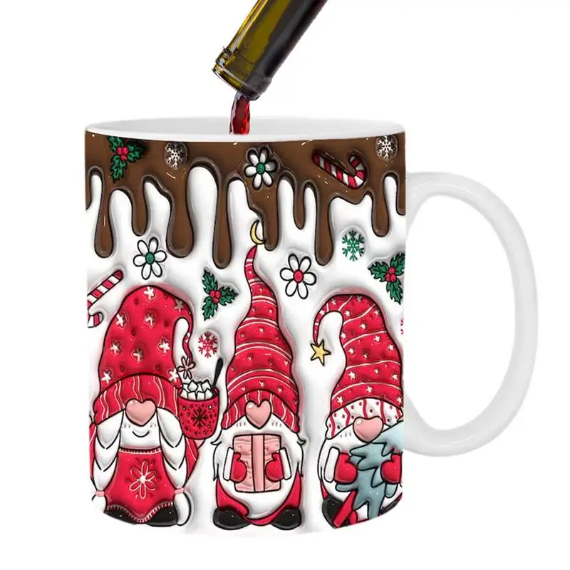 Gnome Christmas Coffee Mug 350ml Ceramic Milk Mug With Handle 3D Juice Cup Tea Mug For Home School Table Centerpieces Winter