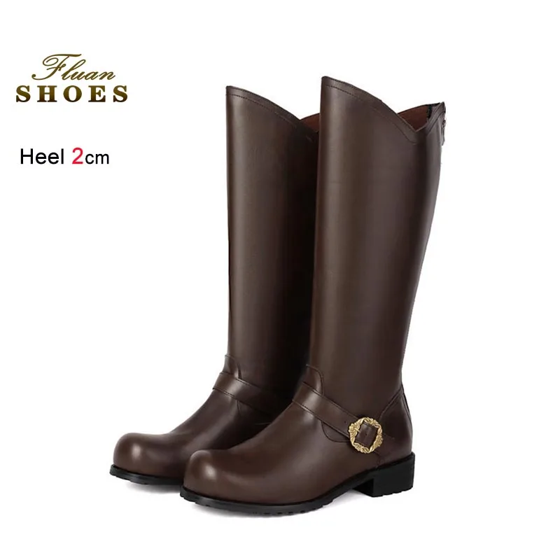 

Knight Boots Fashion Black Women Knee Length Boots Round Toe Coarse Heel Low Heel Long Boots Autumn Winter Lady Shoes Tall Boots