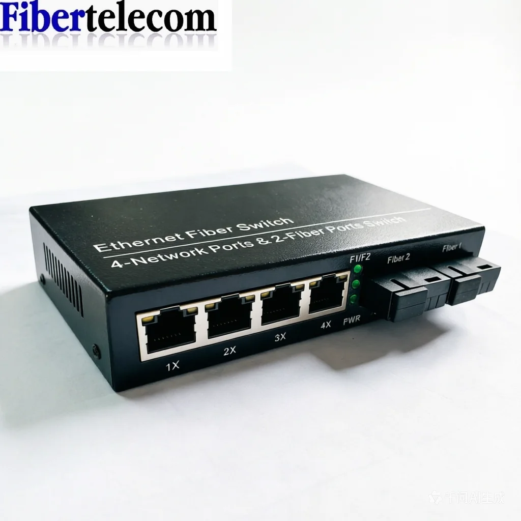 Gigabit Ethernet Switch Fiber Optical Media Converter 4 RJ45 2 10/100/1000M UTP 2F4E Port