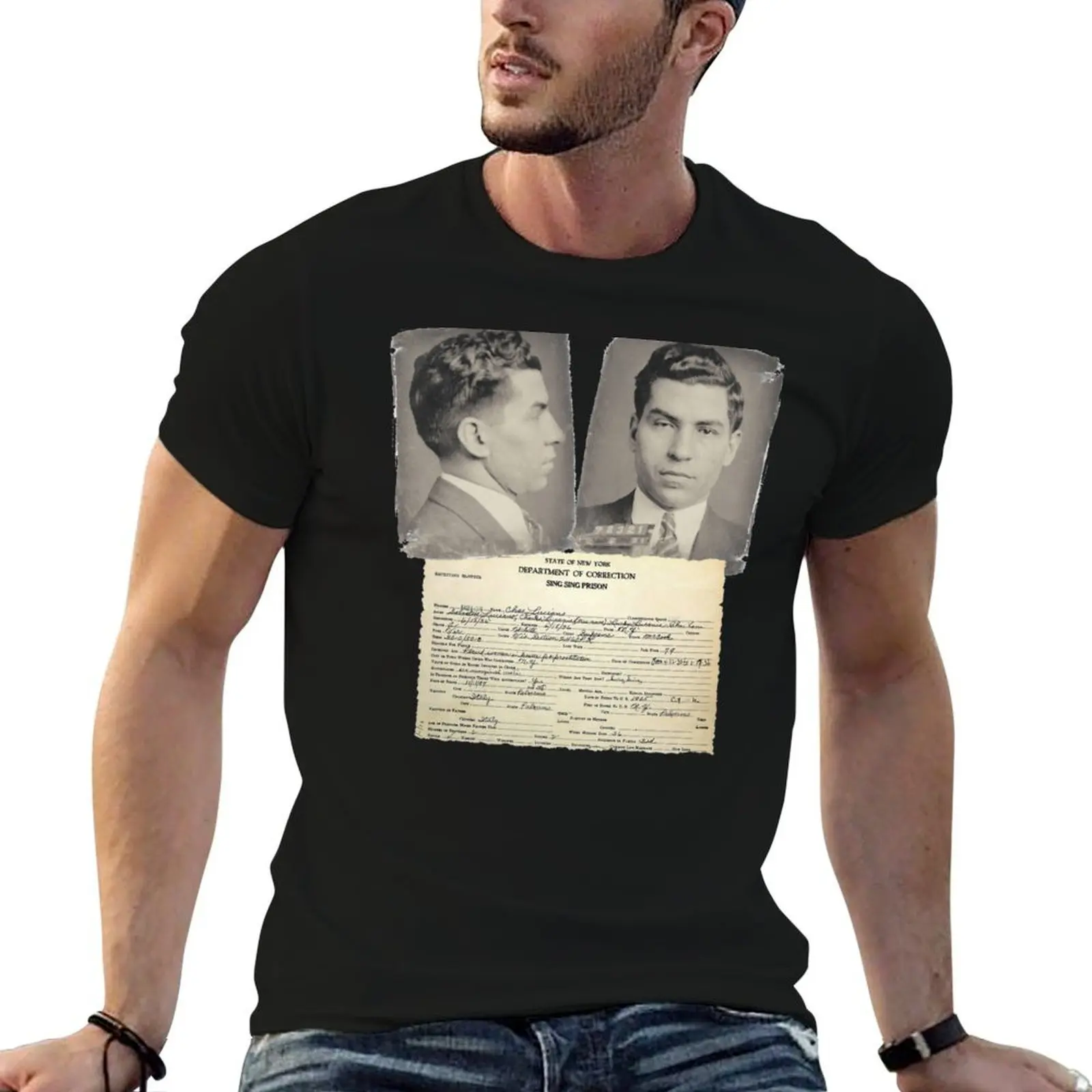 Lucky Luciano Wrap Sheet T-Shirt man t shirts cotton man t shirt heavy cotton man t shirts graphic T-shirt