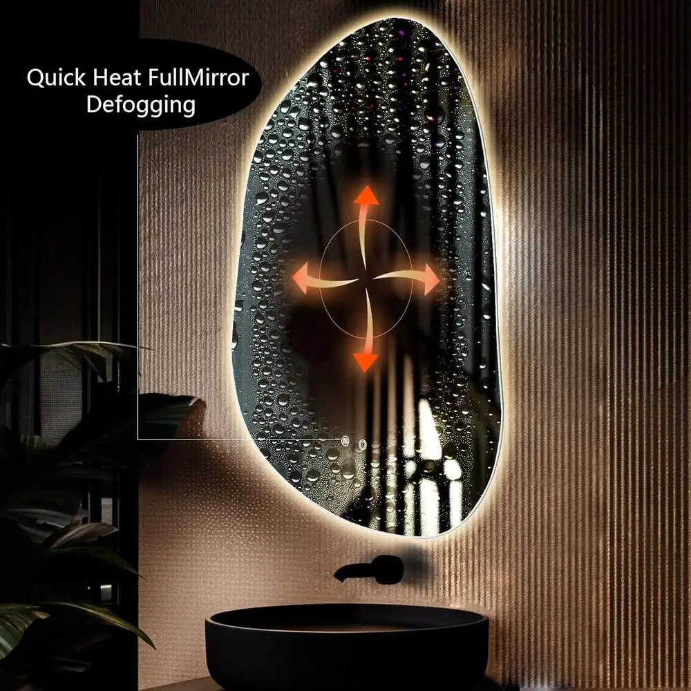 مرآة حمام مضيئة بمصابيح LED مقاس 22 × 30، مضادة للضباب، 3 ألوان وإضاءة قابلة للتعتيم، قابلة للتركيب على الحائط #5