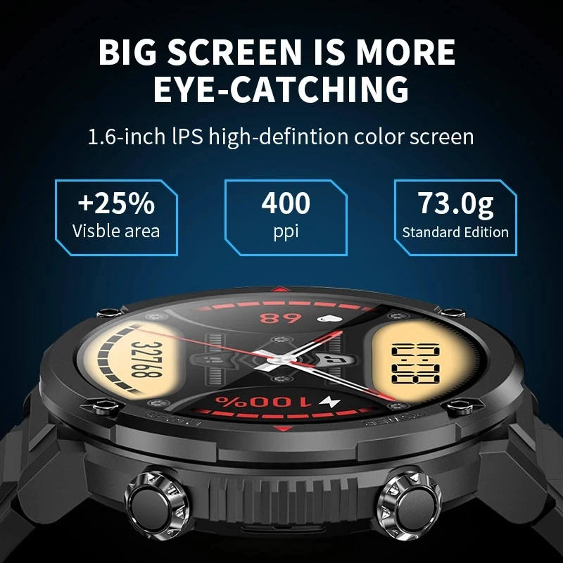 LIGE 2023 Smart Uhr Männer 1,6 Zoll IPS Display Lange Standby-Sport Uhren HD Voice Call Wasserdichte Smartwatch Für Android IOS