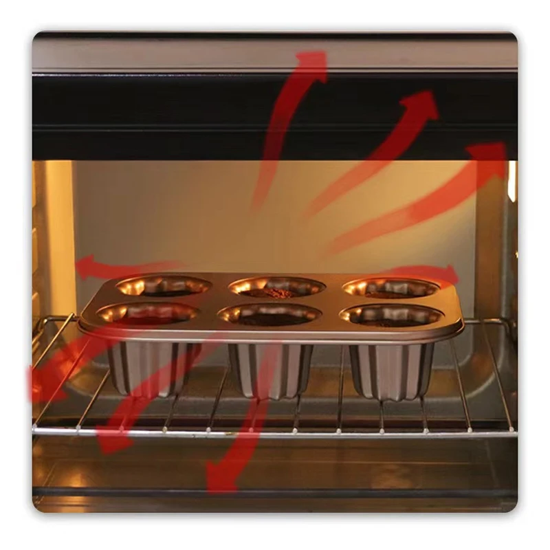 Non-Stick Canelés Baking Tray Carbon Steel 6/9/12 Holes Canelés Mold Heat Resistant Pastry Cake Pan Cookie Sheet Oven Bakeware