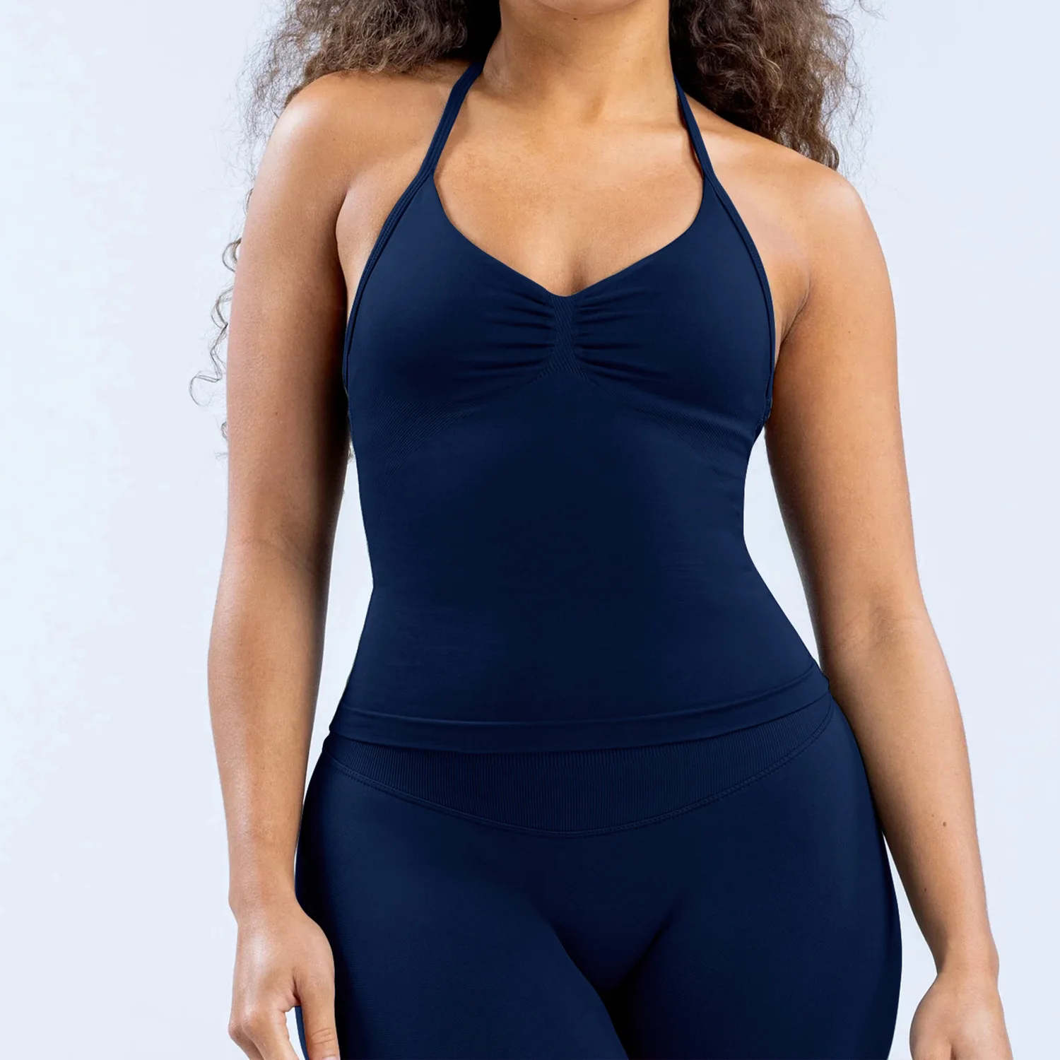 Impacto feminino fitness separa cor sólida decote em v tanque e shorts de treino cabidos para yoga ginásio correndo e casual street wear