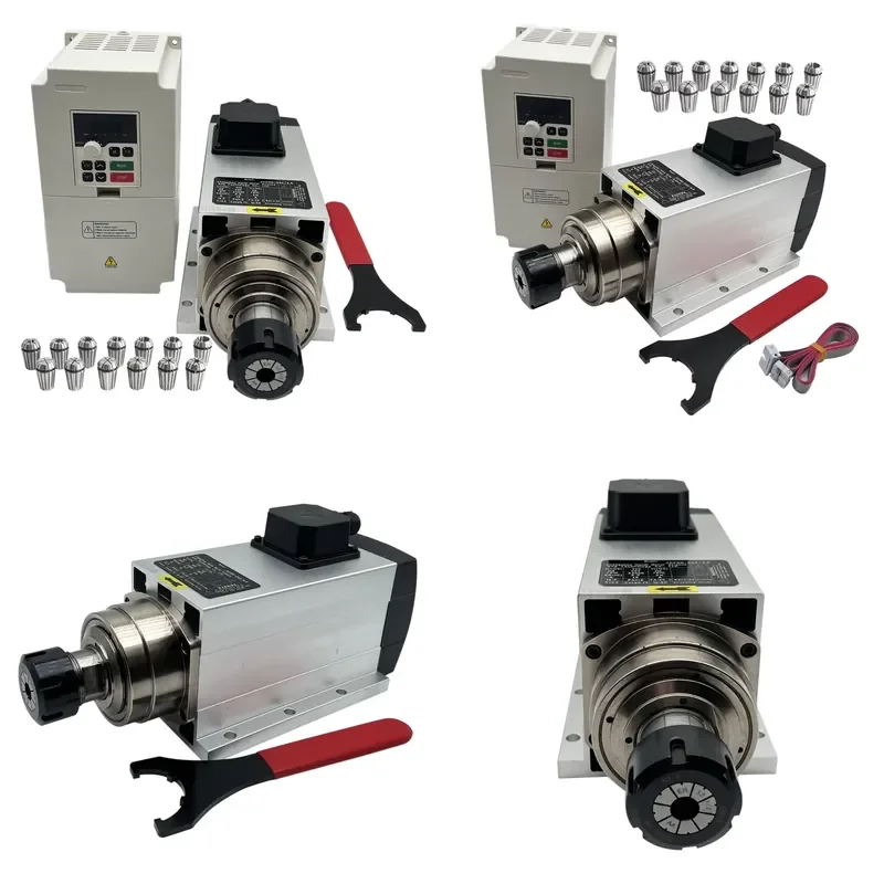 4.5kW CNC Air Cooled Spindle Motor ER32 Kit with VFD 5.5kW 220V 380V 24000RPM for Router Lathe Grinding