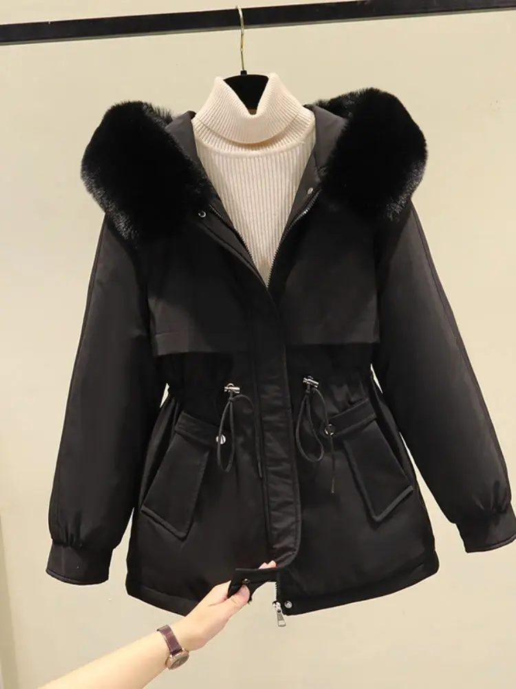 Parkas Woman Womens Autumn Hooded Outwear Waistband Tight Softshell Zipped Lightweight Contrasting Comfort Feminine Plush Trendy
