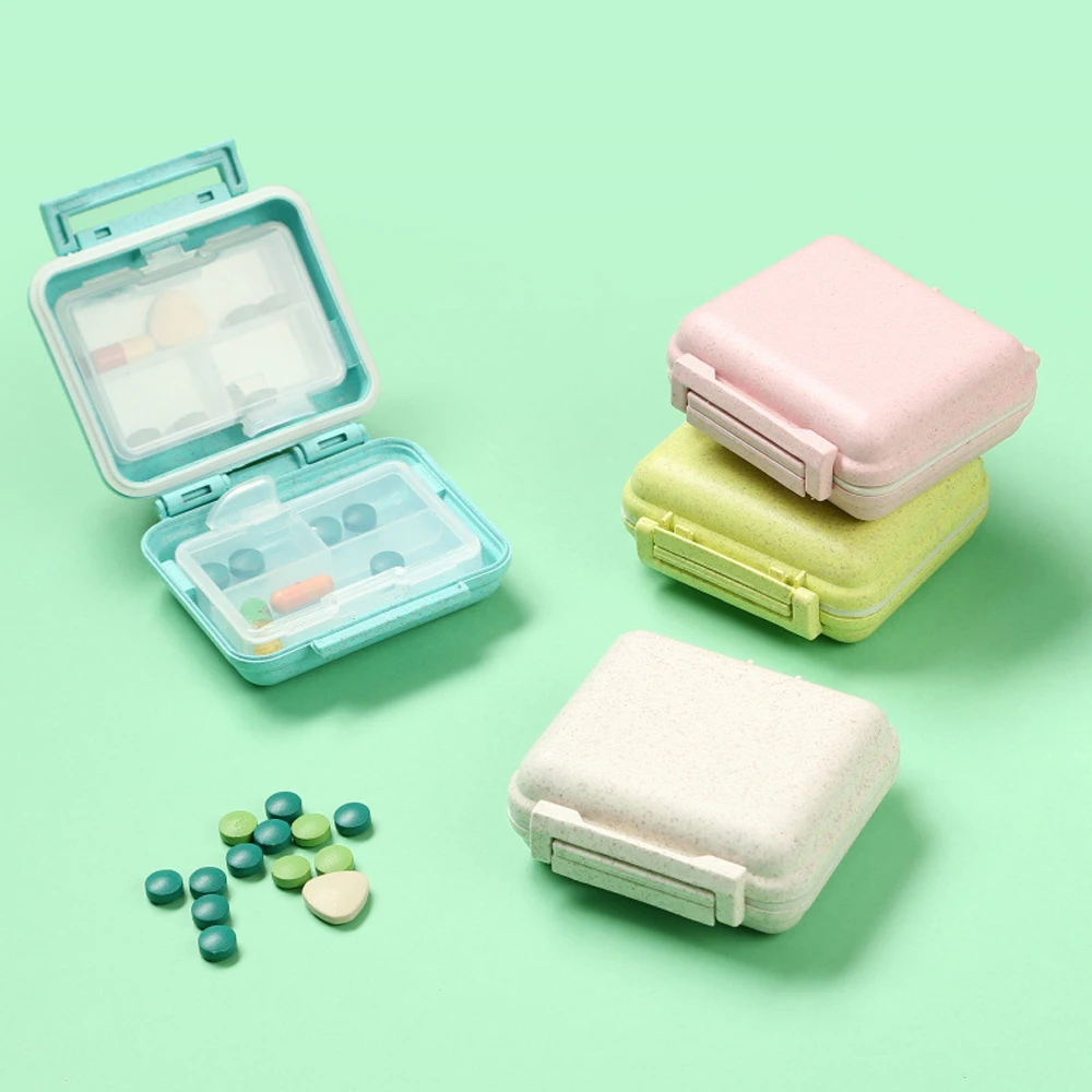 

Portable Double Layer Six-grids Medicine Storage Box Mini Sealed Medicine Box Travel Storage Pill Box Carry-on Storage Case