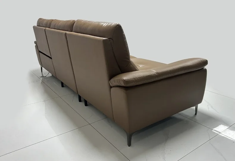 Ergonomic High-Density Foam Top-Grain Leather Electric Reclining Couch with USB Port Modern Power Recliner Sofa for Home Theater