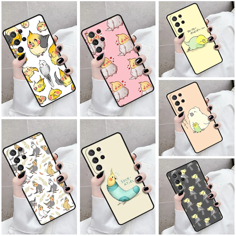 Phone Case For Samsung Galaxy S24 S23 S21fe S22 Ultra Plus Note 10 20 S8 S9 S10 Cover Chubby Cockatiel Parrot Bird