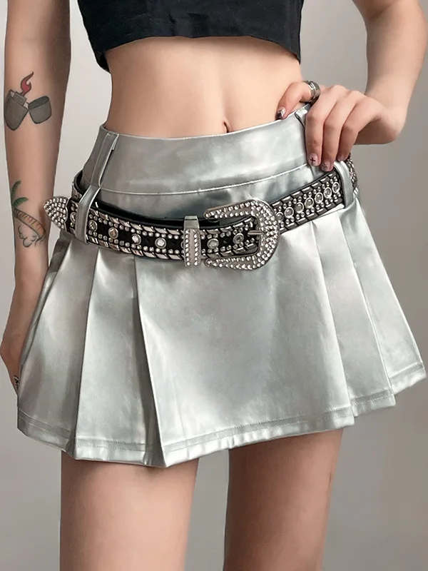 

Faionable High Waist Pleated Skirt Women's Spring Summer New Sle Slimming Korean Casual A-Line Skirt Polyester