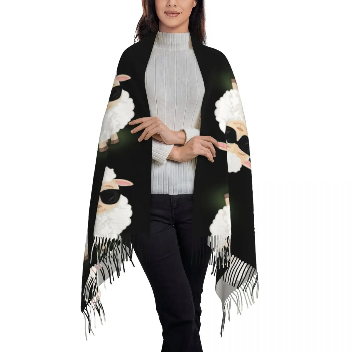 Cool Sheep Scarf Tassel Scarves for Women Soft Warm Shawls and Wraps Long Fall Winter Shawl Wrap