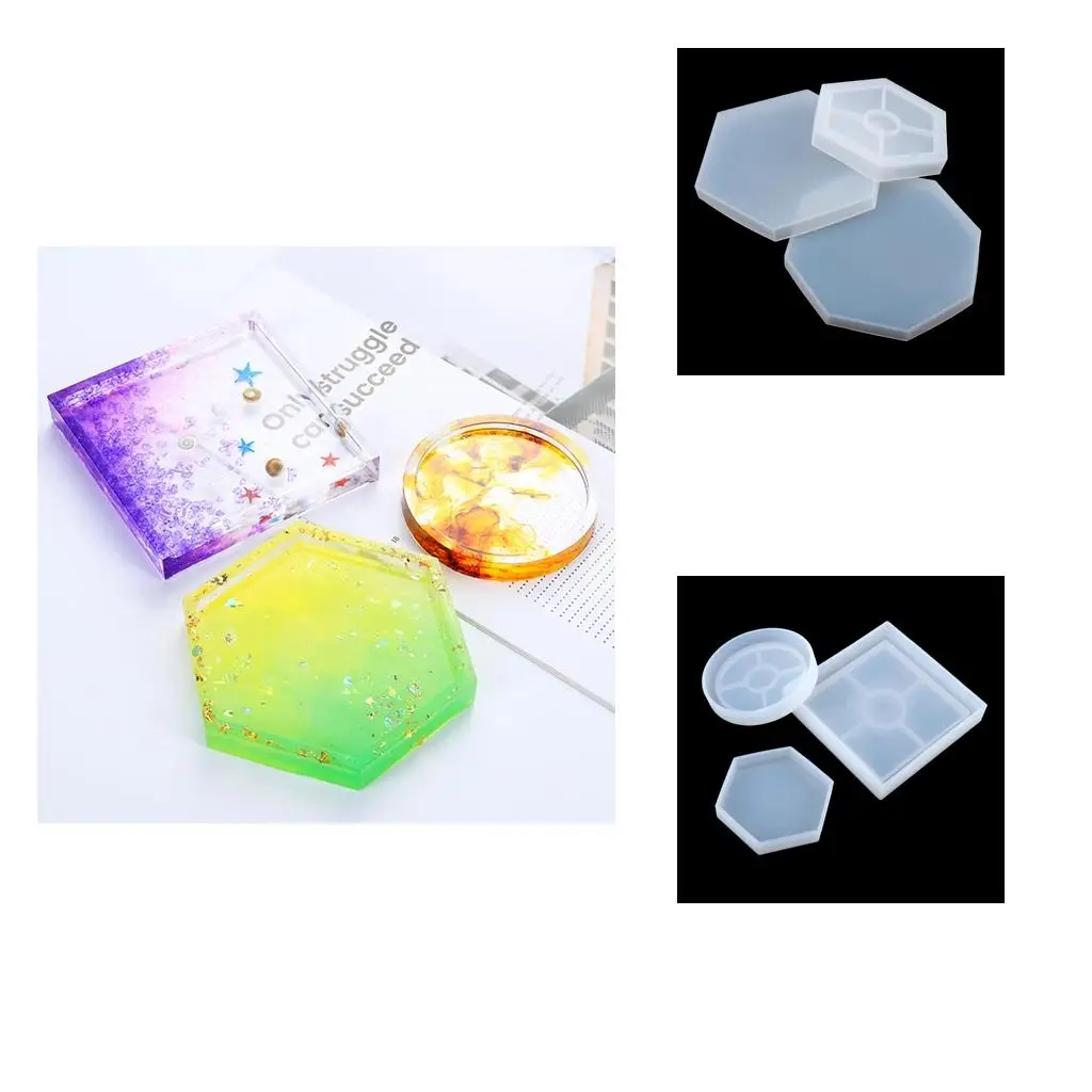 

3Pcs Mixed Silicone Mold Coaster Resin Casting Jewelry Making Mould Tool DIY