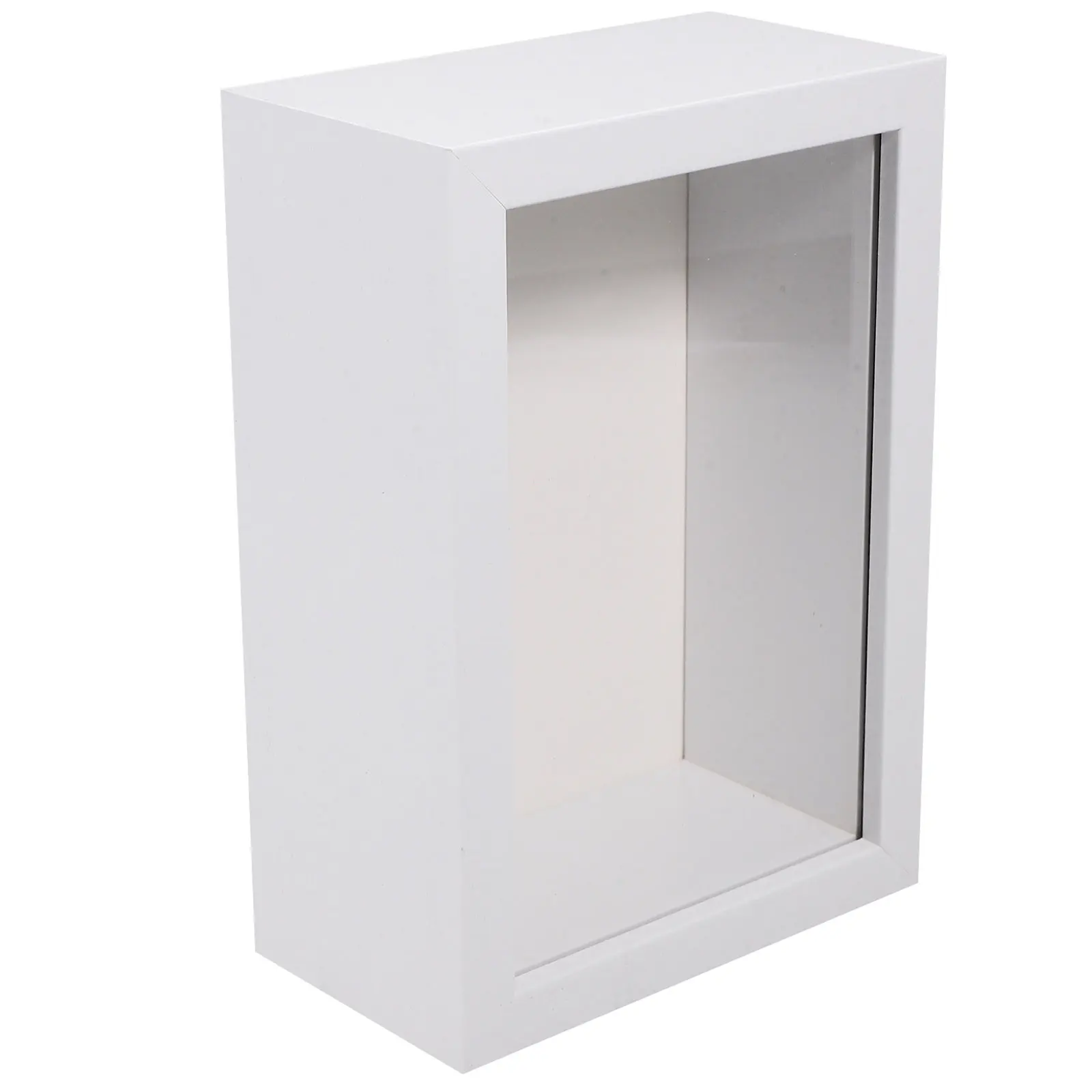 White Specimen Display Frame Handmade Wooden Photo Keepsake Box Rustic Glass Window Shadow Display Box for Dried Flowers Insect
