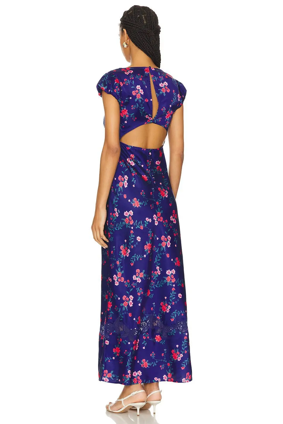 Fashionable Elegant Vintage Lace Patchwork Polka Dot Backless Maxi Dress For Women Luxurious Prom Dinner Party Wedding Guests