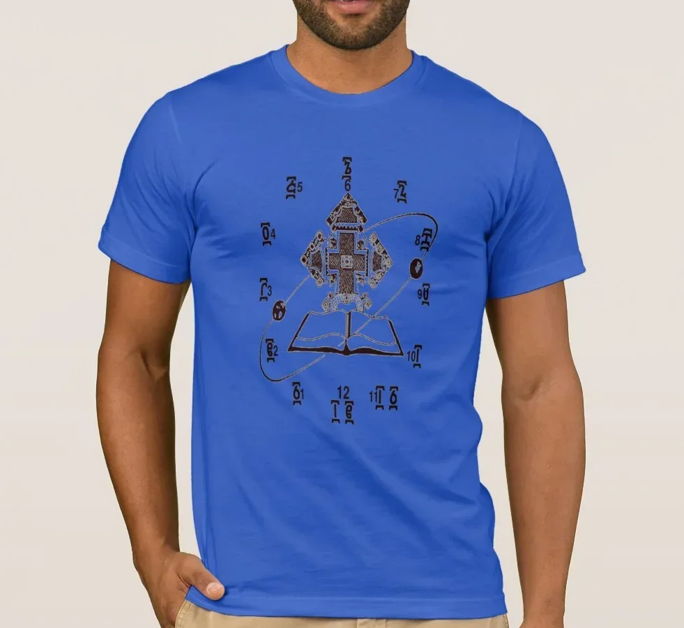 

Ethiopian Time Clock Watch Design T-Shirt 100% Cotton O-Neck Summer Short Sleeve Casual Mens T-shirt Size S-3XL