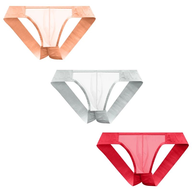 

3Pcs Sexy Hip Raise Men' Thong Ultra-thin Nylon Men Underwear Transparent Mesh Breathable Man Underpant Thong and G String