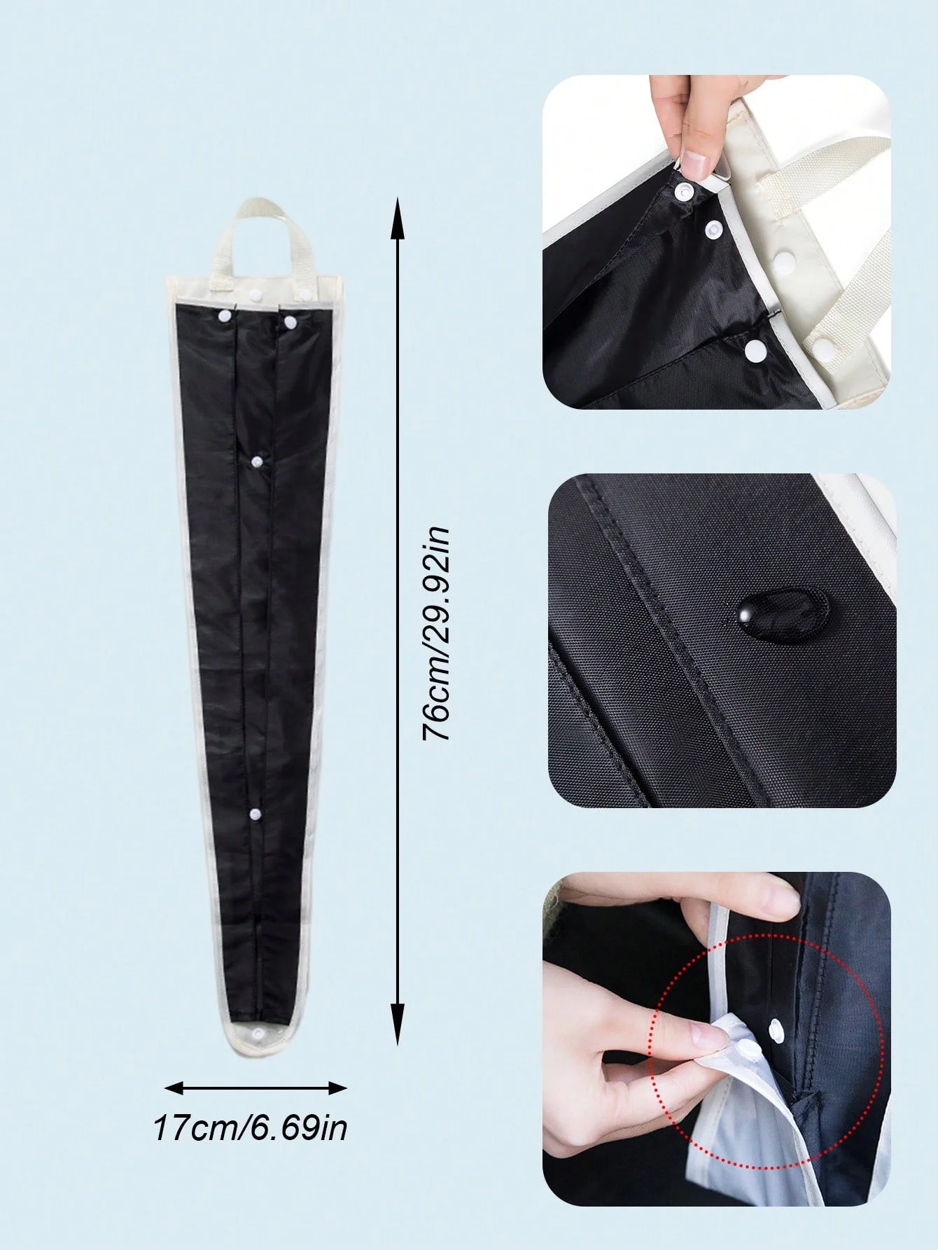 범용 자동차 시트 뒤 우산 홀더, 방수 나일론 수납 가방, 걸이형 디자인, 우산 3개 수납 가능, 접이식, 설치 용이